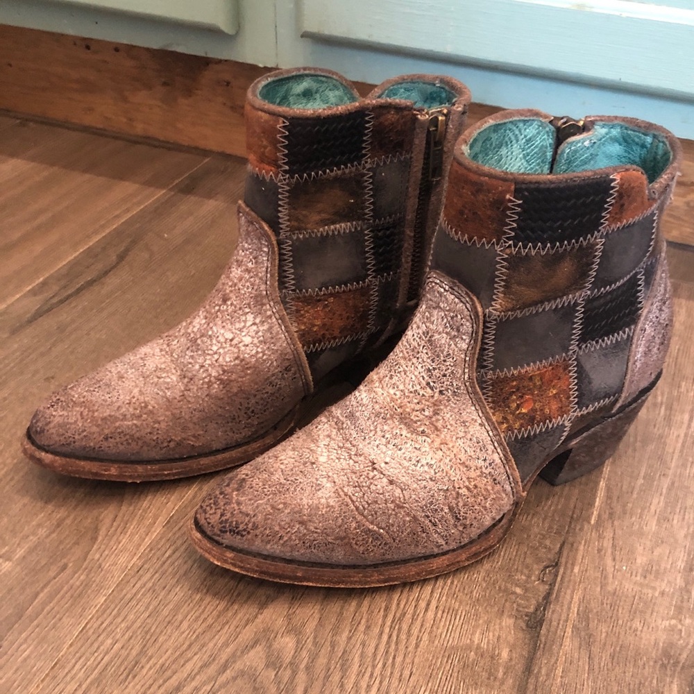 Corral Western Cowboy Boot 8.5 Womens Ankle Genuine Leather‎ Booties Patchwork